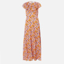 RIXO Women's Lacey Midi Dress - Abstract 60S Floral Yellow Pick