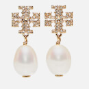 Tory Burch Women's Kira Pave Pearl Drop Earrings - Tory Gold/Pearl