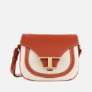 Tod's Women's Logo Micro Canvas Saddle Bag - White/Tan