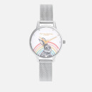Olivia Burton Women's Illustrated Animals Rainbow Bunny Mesh Watch - Gold & Silver