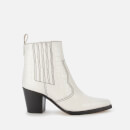 Ganni Women's Belly Croc Leather Western Boots - Egret