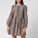 Ganni Women's Leopard Print Silk Blend Dress - Leopard