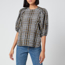 Ganni Women's Seersucker Check Top - Kalamata