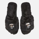 Karl Lagerfeld Women's Salotto II Ikonic Slip-On Slippers - Black Wool