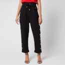 Balmain Women's Side Button Boyfriend Sweatpants - Black
