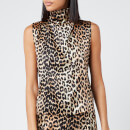 Ganni Women's Silk Stretch Satin Top - Leopard