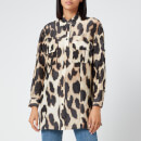 Ganni Women's Silk Linen Shirt - Maxi Leopard