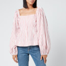 Ganni Women's Stripe Cotton Shirt - Lollipop