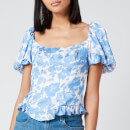 De La Vali Women's Koko Printed Jacquard Top - Blue Primrose