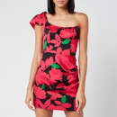 De La Vali Women's Maggie Printed Satin Short Dress - Pink & Green Primrose