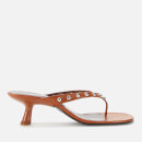 Simon Miller Women's Beep Leather Toe Post Heeled Sandals - Sepia/Studs