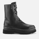 Ash Women's Stone Leather Lace Up Boots - Black