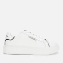 Karl Lagerfeld Women's Maxi Kup Lo Lace Leather Flatform Trainers - White