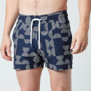Frescobol Carioca Men's Jacquard Shade Sport Swim Shorts - Navy Blue