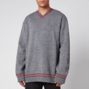 Maison Margiela Men's V Neck Jumper - Grey/Red