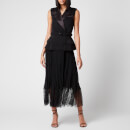 Self Portrait Women's Tailored Crepe and Chiffon Midi Dress - Black