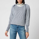 See by Chloé Women's High Frill Neck Jumper - Blue White
