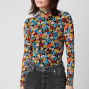 Ganni Women's Printed Mesh Top - Multicolour