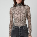 Ganni Women's Printed Mesh Top - Brazilian Sand