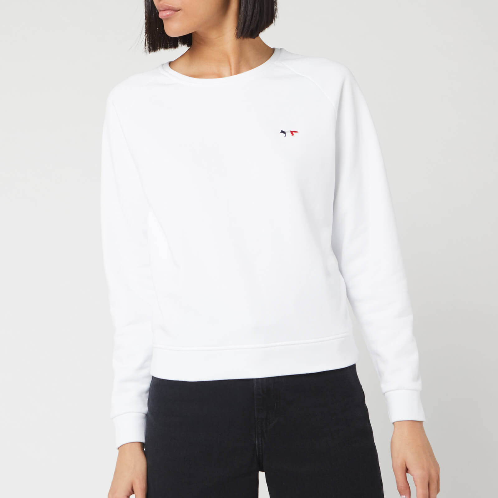 maison kitsune tricolor fox patch sweatshirt