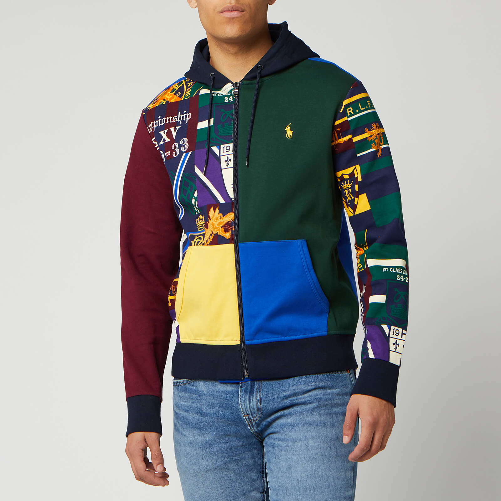 Polo ralph lauren men's patchwork hoodie clearance