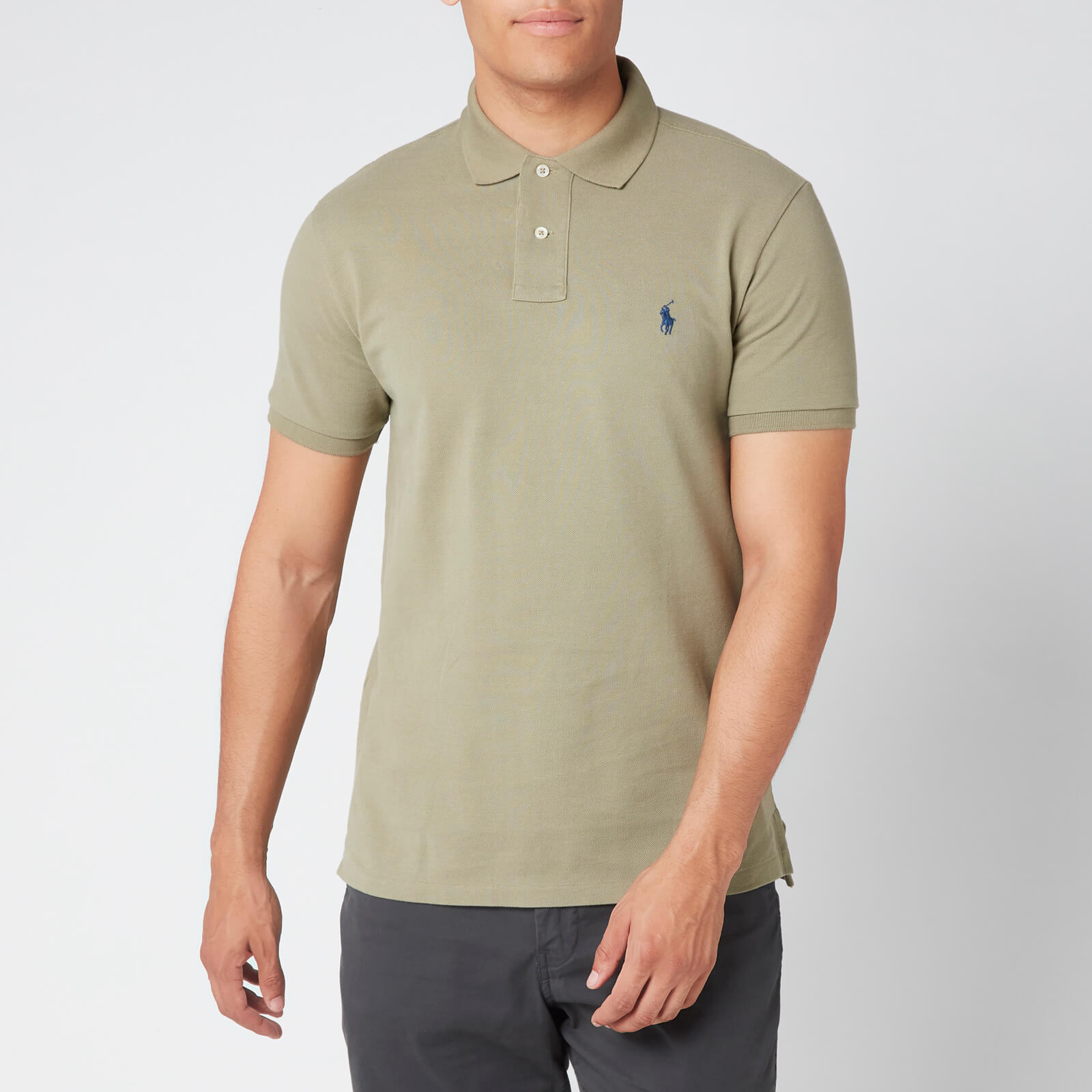 Slim Fit Mesh Polo Shirt - Sage Green