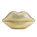 Lulu Guinness Women's Perspex Lips Clutch Bag - Gold Glitter