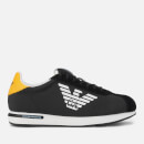 Emporio Armani Men's Big Suede/Nylon Runner Style Trainers - Black/Black/Sun