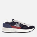 Emporio Armani Men's Zarks Mesh/Suede Runner Style Trainers - Navy/White/Light Grey