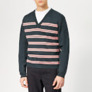 Lanvin Men's Striped V Neck Jumper - Dark Blue