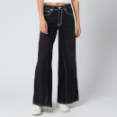 Ganni Women's Classic Wide Leg Denim Jeans - Washed Black