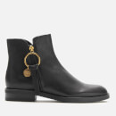 See By Chloé Women's Leather Flat Ankle Boots - Nero