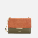 Ted Baker Women's Rhodaa Suede Flap Bar Detail Cross Body Bag - Khaki
