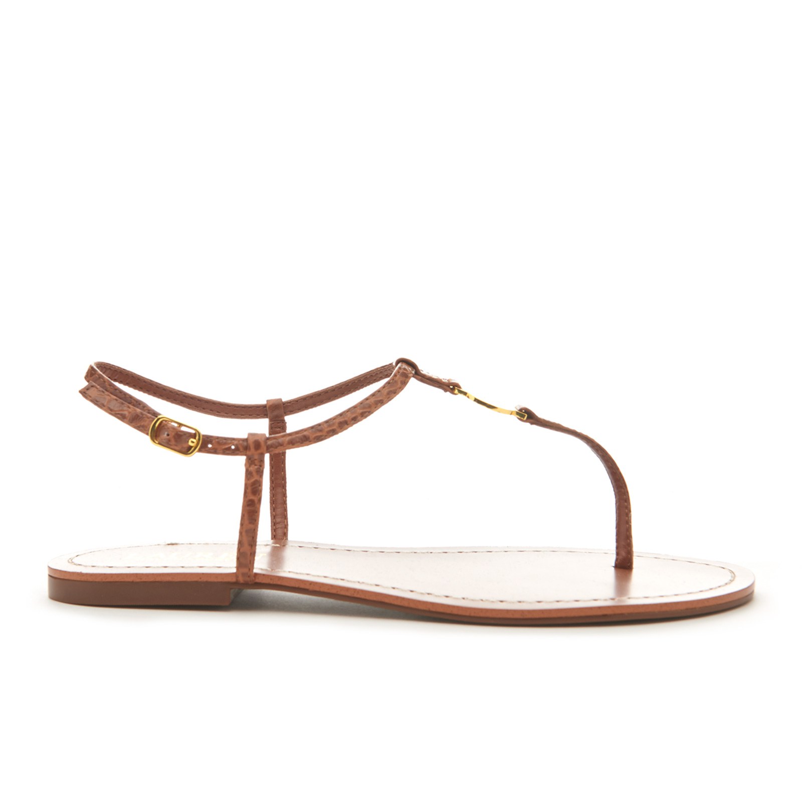 Bar Croc Flat Sandals - Polo Tan