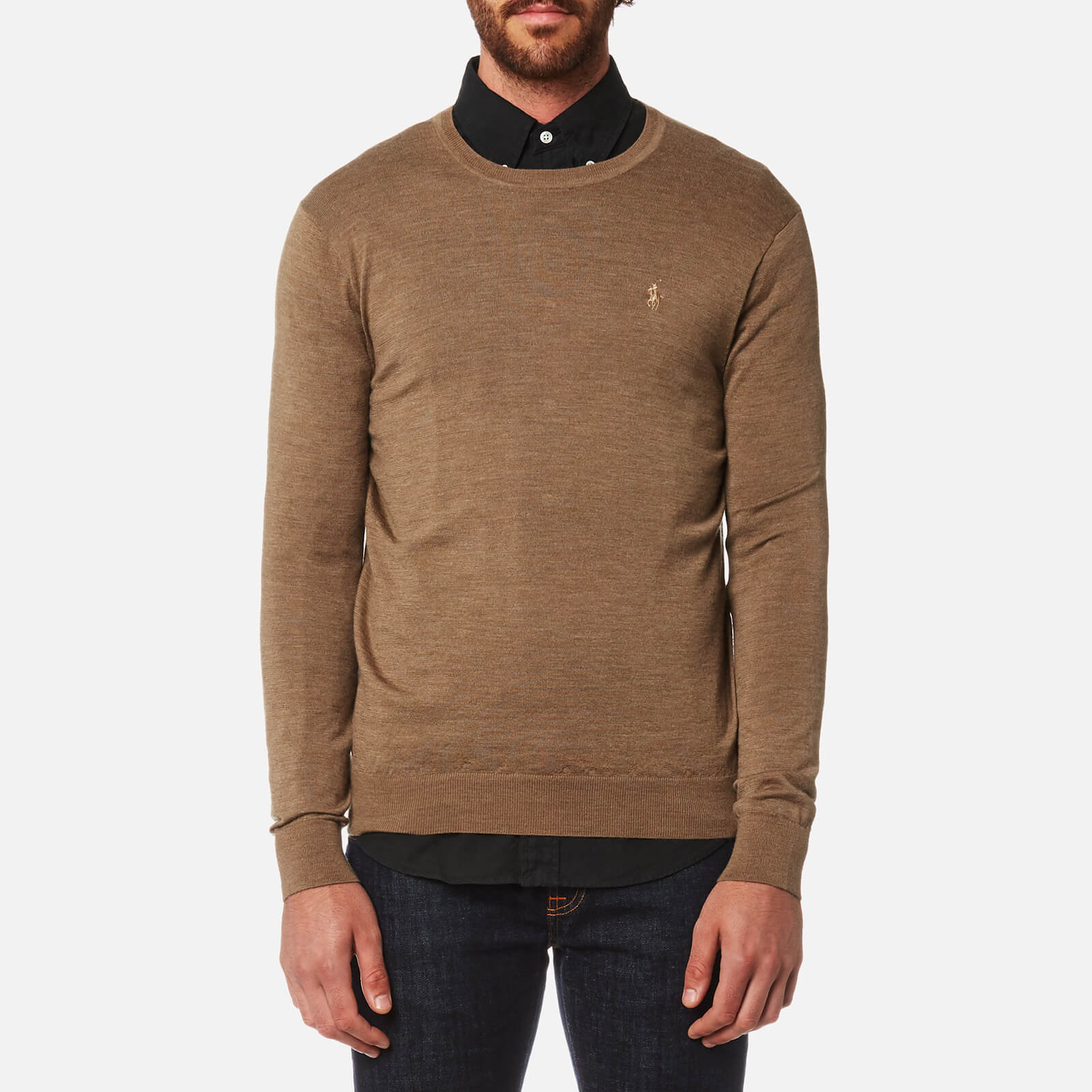 mens brown crew neck jumper