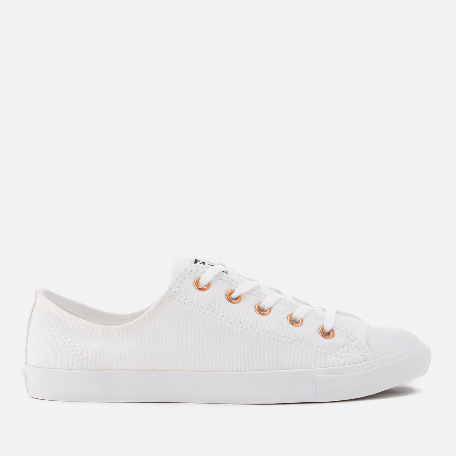 white & gold rose gold eyelets ox trainers