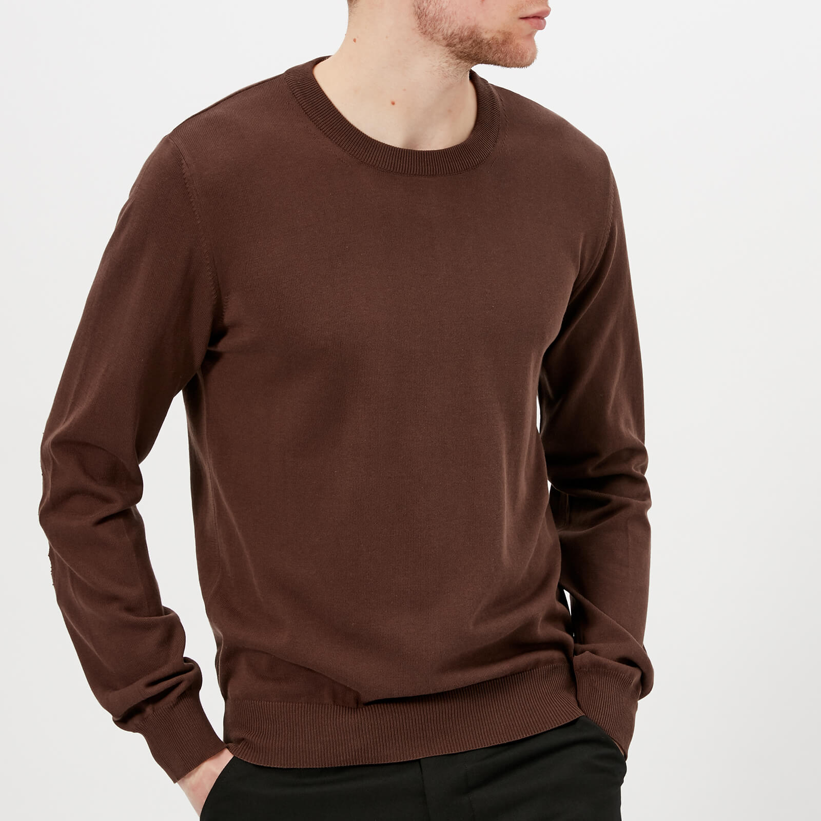 mens brown crew neck jumper