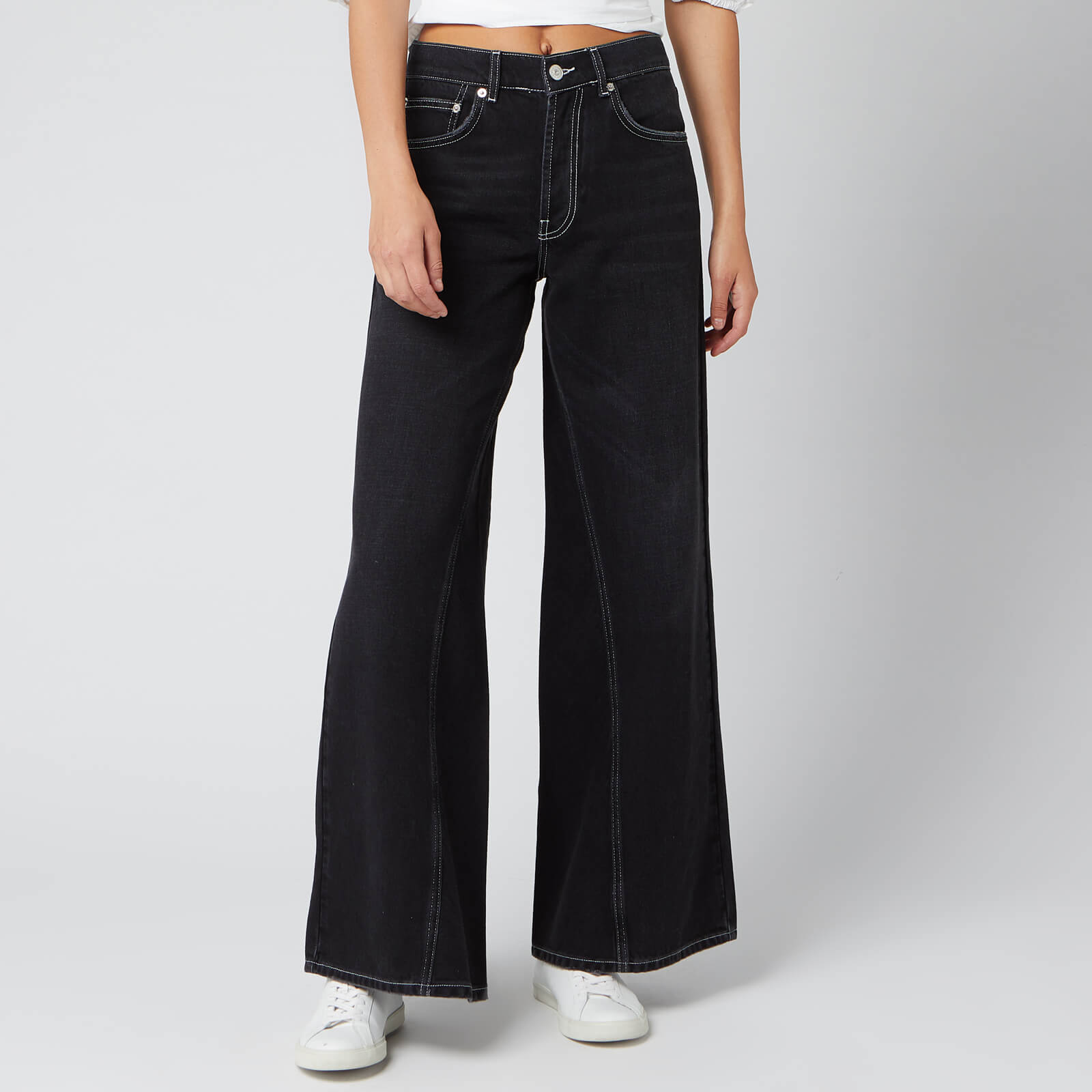 Ganni Women S Classic Wide Leg Denim Jeans Washed Black Free Uk Delivery Available American eagle skater jean in lightwash blue. ganni women s classic wide leg denim jeans washed black
