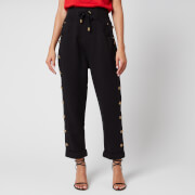 Balmain Women's Side Button Boyfriend Sweatpants - Black