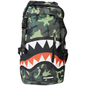 Sprayground Camo Shark Top Loader Backpack Green Camo Mens