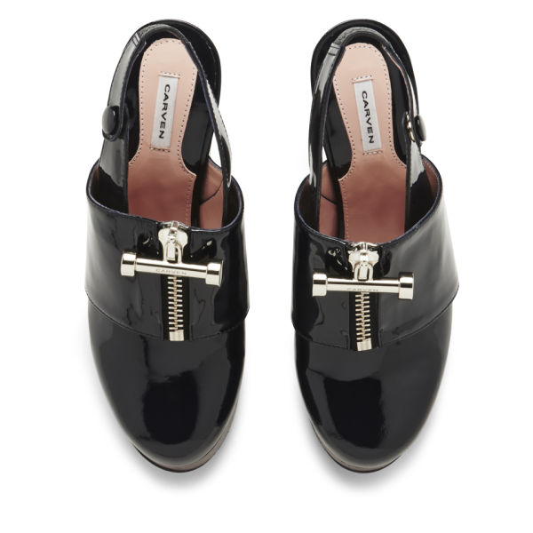 Carven Women's Zip Front Sling Back Platform Patent Leather Shoes ...