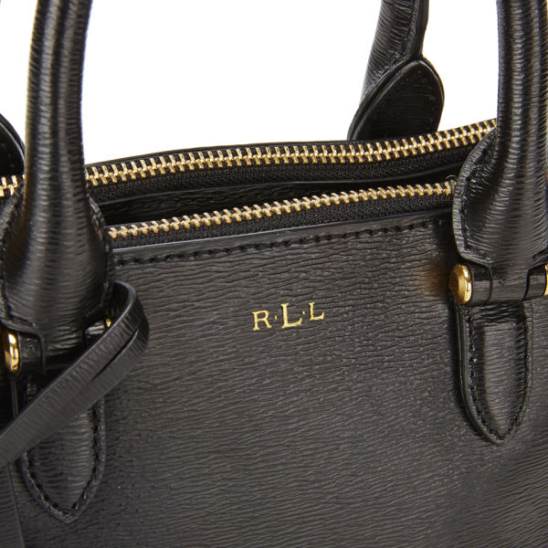Lauren Ralph Women S Newbury Mini Double Zip Satchel Black Gold Lauren Ralph Women S Newbury Mini Double Zip Satchel Black Gold Image 3