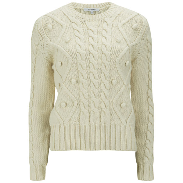Carven Women's Cable Knit Jumper - Cream - Free UK Delivery over £50