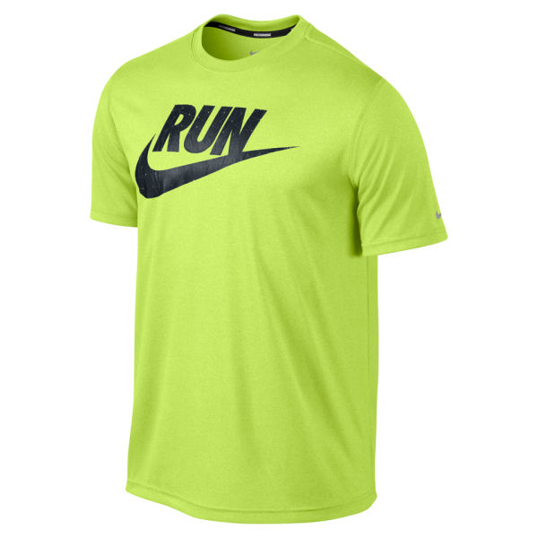 Nike Men's Legend Run Swoosh Running T-Shirt - Volt Green Sports ...