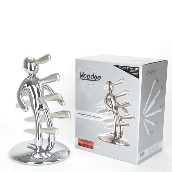 Raffaele Iannello Voodoo Knife Block With 5 Knives Chrome Homeware