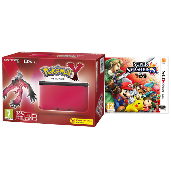 Nintendo 3DS XL Red and Black Console Includes Pokemon Y & Super