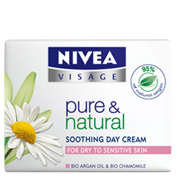 NIVEA VISAGE PURE & NATURAL MOISTURISING DAY CREAM - DRY TO SENSITIVE SKIN (50ML)