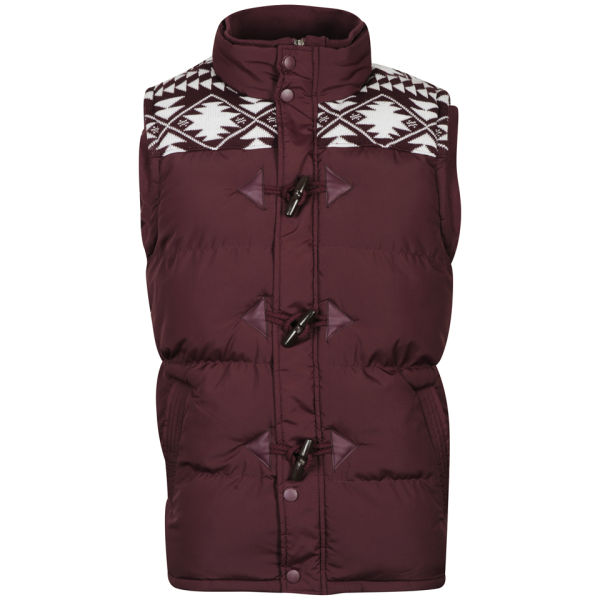 Constructed from a lightweight polyester cloth with shower-proof properties, this burgundy lightweight quilted gilet features down filling for increased insulation. Featuring a tonal central and side zip fastening with gold plated signature engraved zip pulls, this piece comes complete with elastic arm holes for additional comfort.