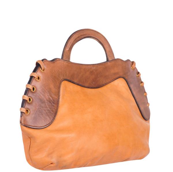 Marr Vintage Soft Leather 70's Style Tie Detail Grab Bag