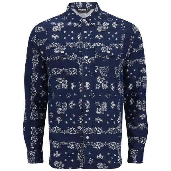 Undefeated Men's Bandana Flannel Shirt Navy Free UK Delivery over £50